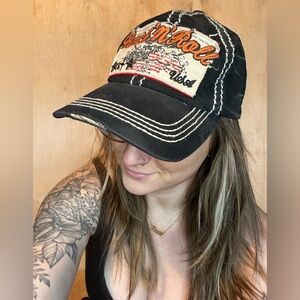 Rock n roll country distressed baseball hat